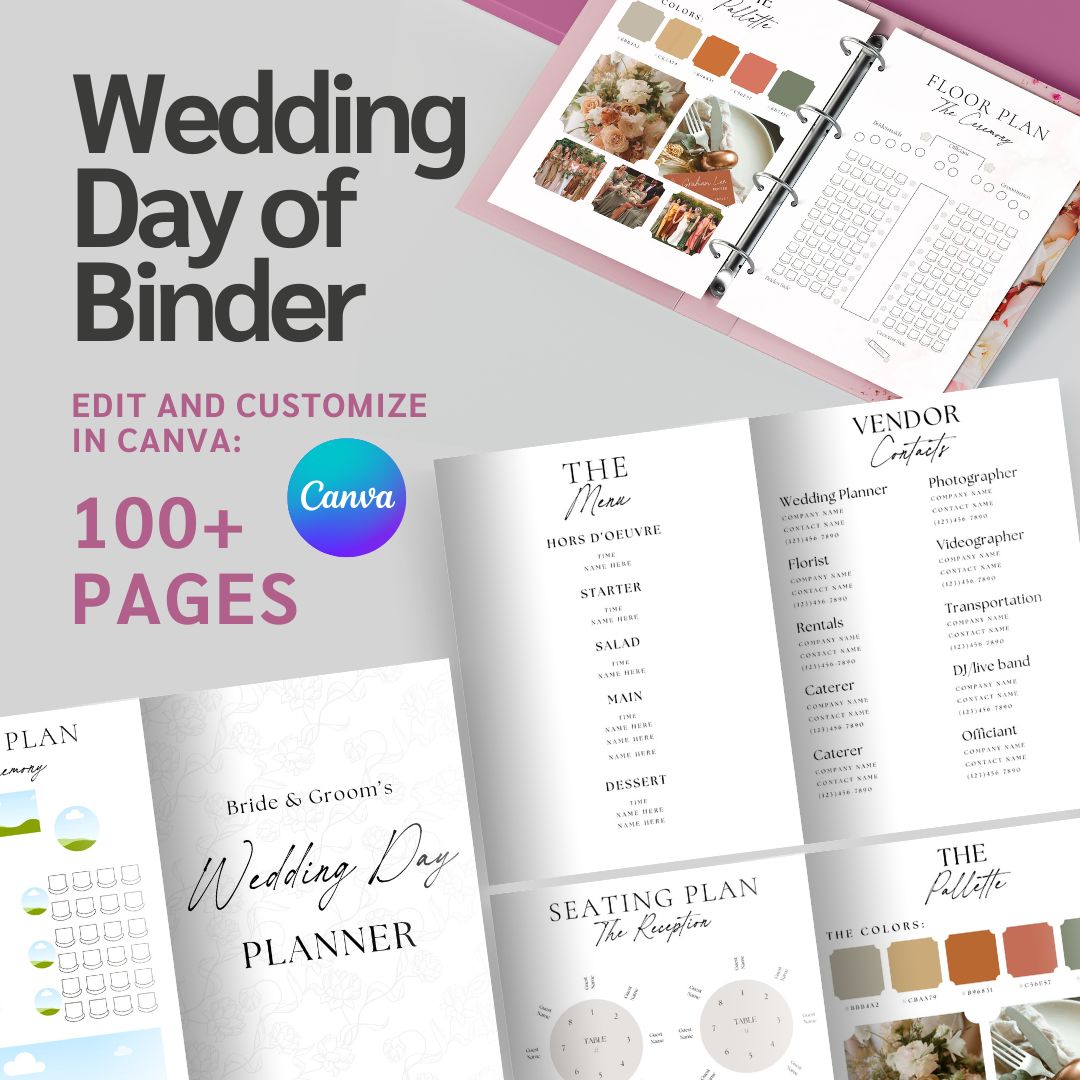 Digital Wedding Day Binder - Editable Canva Template