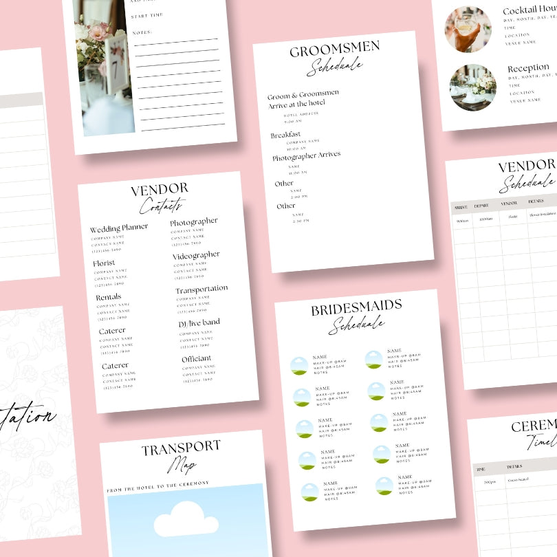 Digital Wedding Day Binder - Editable Canva Template