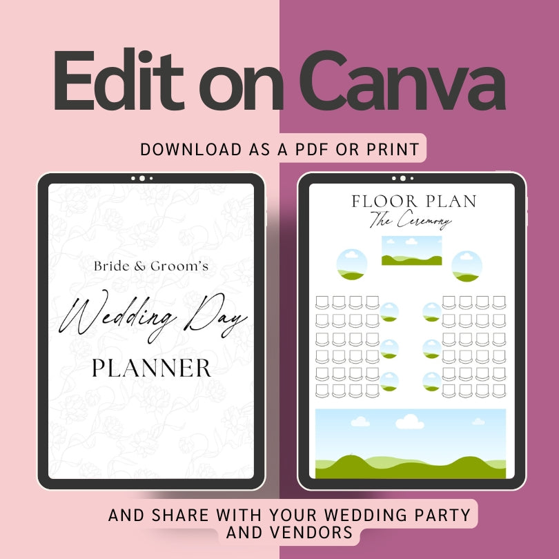 Digital Wedding Day Binder - Editable Canva Template